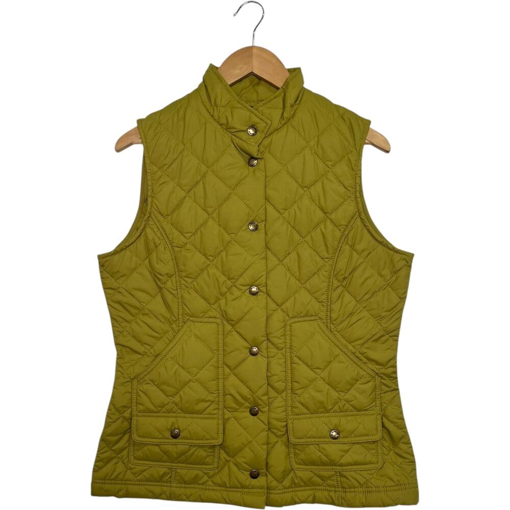 Filson Vest Womens Medium Green Quilted Nylon Snap Front Utility Outdoor Preppy